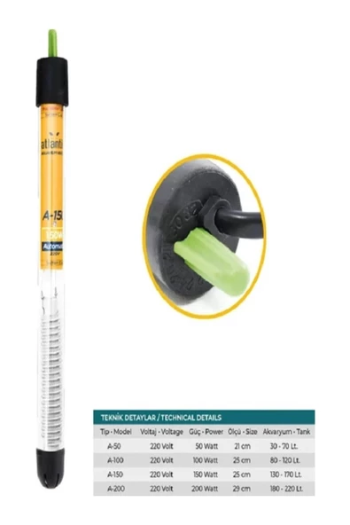 Atlantik 300 W Termostatlı Akvaryum Isıtıcısı