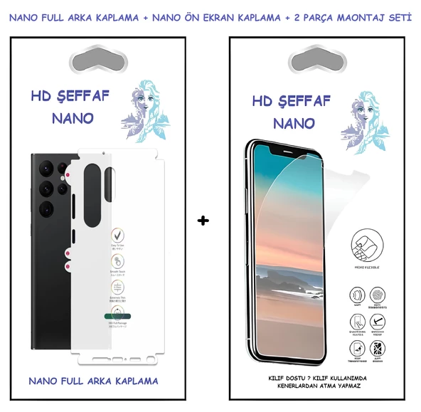 LG G2 Nano Ekran Koruyucu + FULL Arka Kaplama Ultra İNCE Esnek Hd Şeffaf