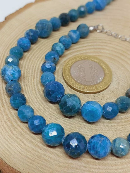 Parlayan Yıldızlar Serisi Apatit Taşı Kolye & Bileklik Seti - Resim 4