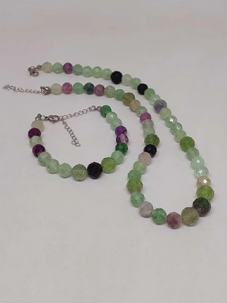 Parlayan Yıldızlar Serisi Florit Taşı Kolye & Bileklik Seti - Resim 5