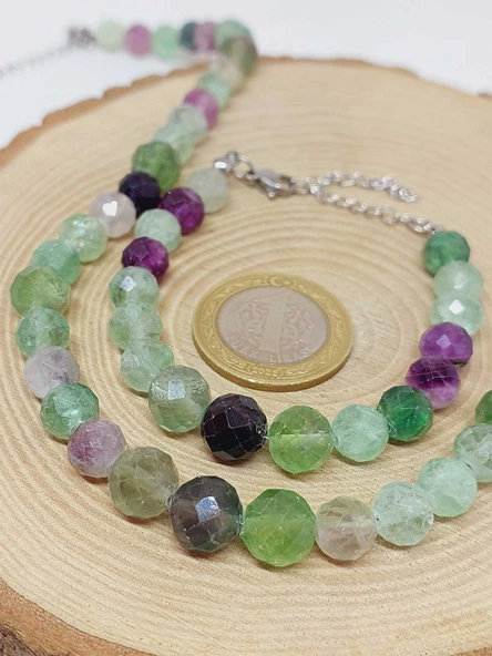 Parlayan Yıldızlar Serisi Florit Taşı Kolye & Bileklik Seti - Resim 4