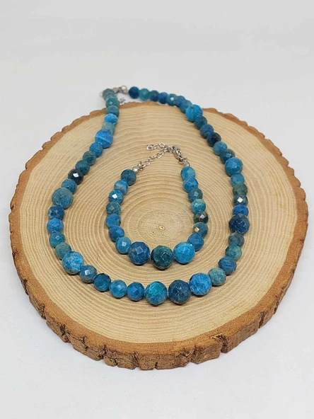 Parlayan Yıldızlar Serisi Apatit Taşı Kolye & Bileklik Seti - Resim 7