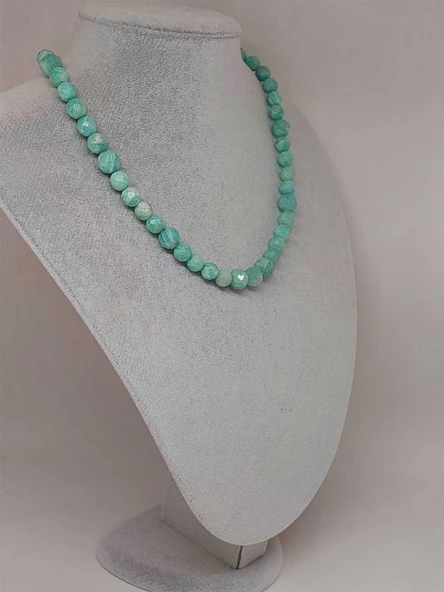 Parlayan Yıldızlar Serisi Amazonit Taşı Tasarım Kolye - Resim 4