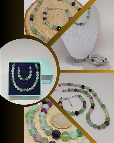 Parlayan Yıldızlar Serisi Florit Taşı Kolye & Bileklik Seti ürün görseli 1