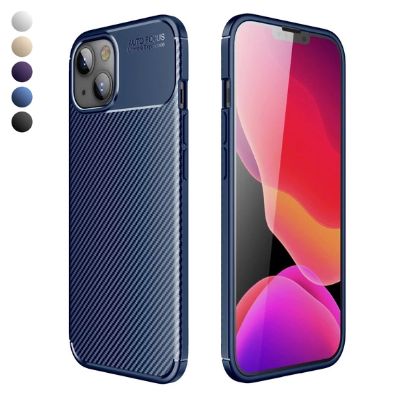iPhone 14 / 13 Kılıf Focus Carbon Desen Silikon Arka Kapak