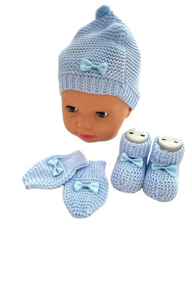 Triko Bebek Bere Eldiven Patik Set - 2