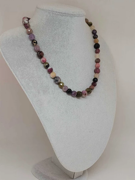 Parlayan Yıldızlar Serisi Turmalin Taşı Karışık Renkler Tasarım Kolye - Resim 4