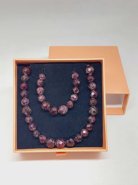 Parlayan Yıldızlar Serisi Lal (Granat-Garnet) Taşı Kolye & Bileklik Seti - Resim 6
