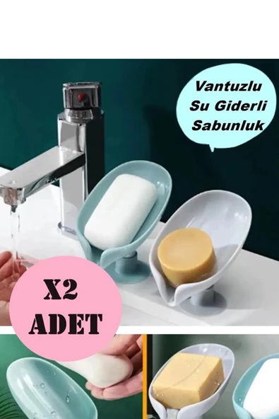 Vantuzlu Su Giderli Sabunluk 2 Adet Yeşil ve Gri