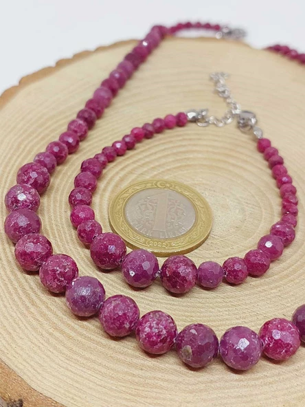 Parlayan Yıldızlar Serisi Yakut Taşı Kolye & Bileklik Seti - 4