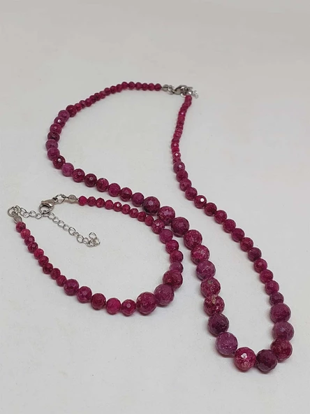 Parlayan Yıldızlar Serisi Yakut Taşı Kolye & Bileklik Seti - 5