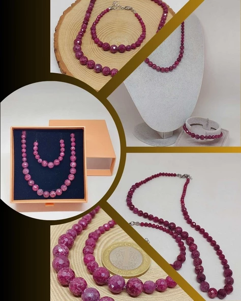 Parlayan Yıldızlar Serisi Yakut Taşı Kolye & Bileklik Seti