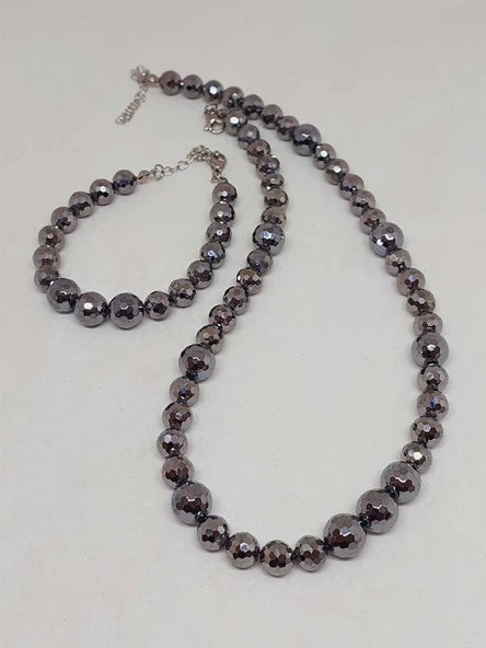 Parlayan Yıldızlar Serisi Terahertz Taşı Kolye & Bileklik Seti - Resim 5