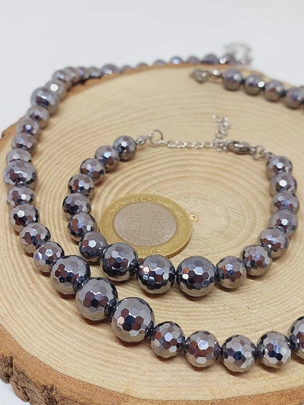 Parlayan Yıldızlar Serisi Terahertz Taşı Kolye & Bileklik Seti - Resim 4