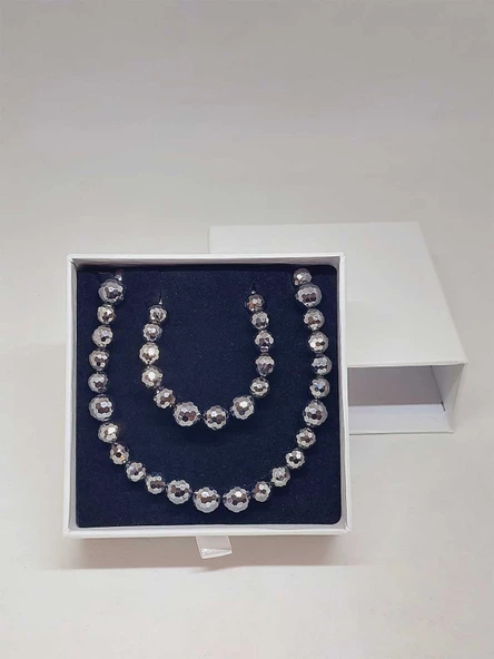 Parlayan Yıldızlar Serisi Terahertz Taşı Kolye & Bileklik Seti - Resim 6