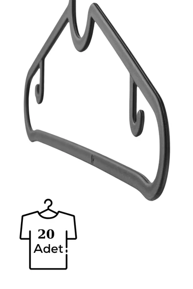 Mithra Life 20 Adet Plastik Siyah Elbise Gömlek Pantolon Askısı MIT1129 - 3