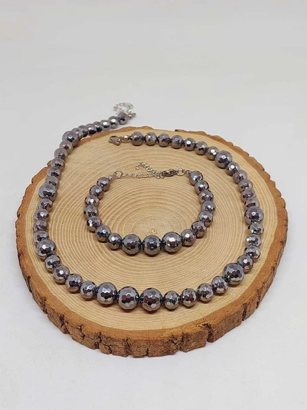 Parlayan Yıldızlar Serisi Terahertz Taşı Kolye & Bileklik Seti - Resim 7