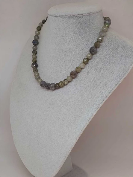 Parlayan Yıldızlar Serisi Labradorit Taşı Tasarım Kolye - Resim 5