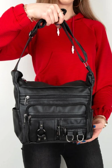 Mega 101 Yerli Yıkama Deri Kadın Çapraz Çanta - Resim 5