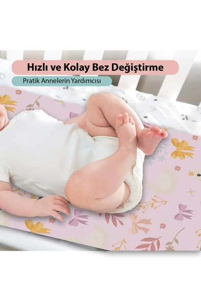 MAtGo Baby Kuğulu Bebek Alt Açma Matı Minderi Yıkanır Sıvı Geçirmez Bakım Pad Örtüsü 35x65cm 2 Adet - 2