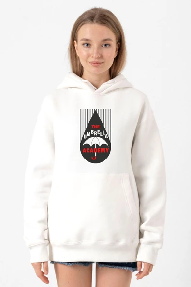 The Umbrella Academy Rain Logo Beyaz Kadın 3ip Kapşonlu Sweatshirt ürün görseli 1
