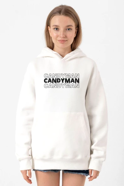 Candy Man Halloween Beyaz Kadın 3ip Kapşonlu Sweatshirt ürün görseli