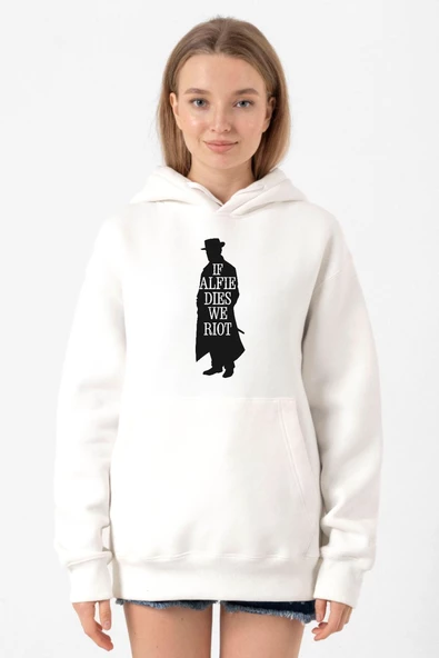 Peaky Blinders Alfie Dies Halloween Beyaz Kadın 3ip Kapşonlu Sweatshirt ürün görseli