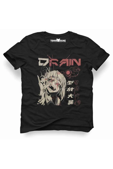 Anime My Hero Academi Toga Drain Erkek Baskılı Siyah Tshirt ürün görseli