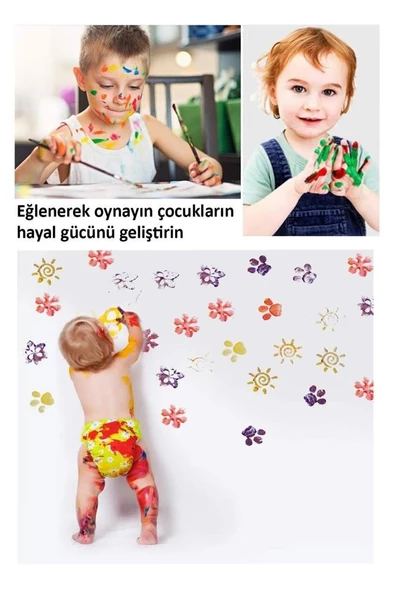 Parmak Boyası Ponpon Sünger Tampon Fırça Küp Eva Baskı Seti Sünger Rulo 26 Parça 1 Paket Südor Parmak Bpyası Baskı Seti - Resim 5