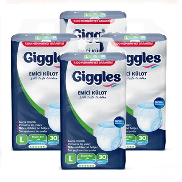 Giggles Yetişkin Emici Külot Large 30’lu 4 Paket 120 Adet