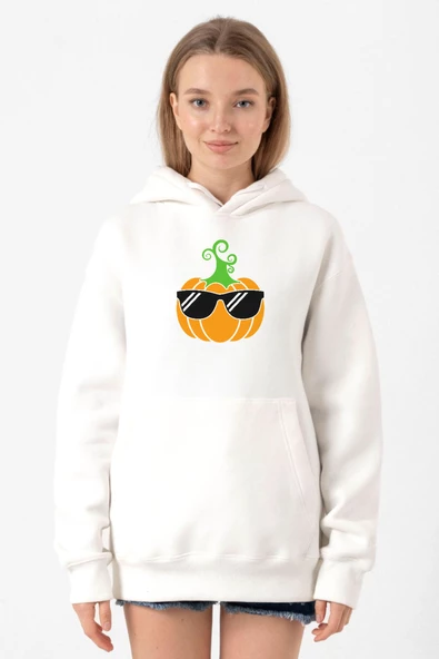 Cool Pumpkin Beyaz Kadın 3ip Kapşonlu Sweatshirt - 1