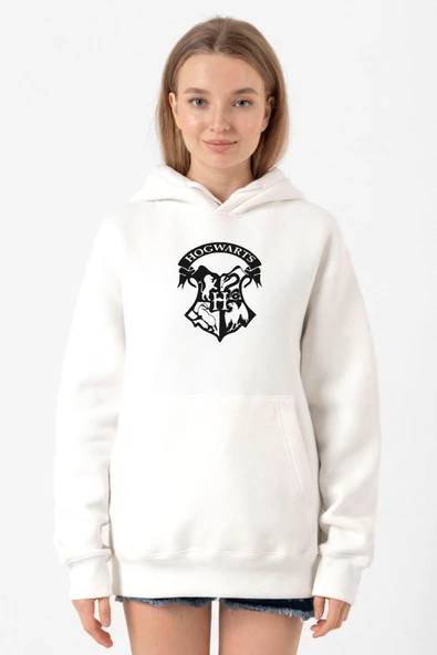 HP Hogwarts Beyaz Kadın 3ip Kapşonlu Sweatshirt