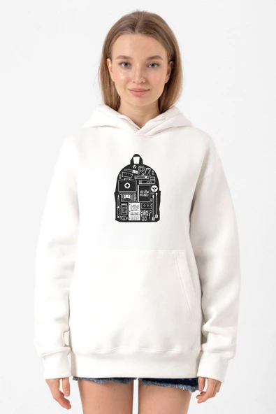 The Last Of Us Ellie's Backpack Beyaz Kadın 3ip Kapşonlu Sweatshirt