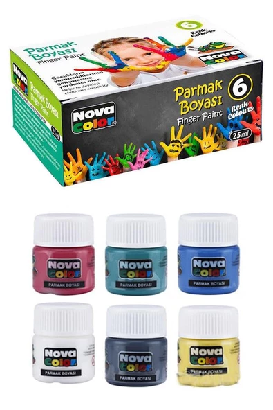 Parmak Boyası Ponpon Sünger Tampon Fırça Küp Eva Baskı Seti Sünger Rulo 26 Parça 1 Paket Nova Color Parmak Bpyası Baskı - 2