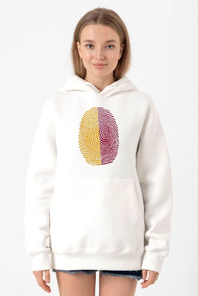 Sarı Kırmızı Parmak İzi Beyaz Kadın 3ip Kapşonlu Sweatshirt - 2
