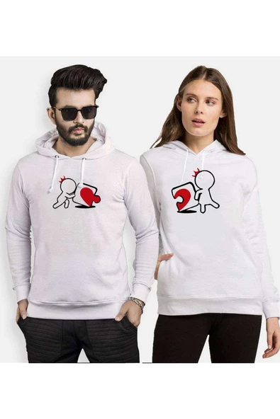 Tshirthane Puzzle Heart Sevgili Kombinleri Kapüşonlu Kombini ürün görseli