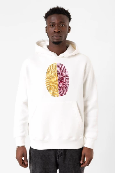 Sarı Kırmızı Parmak İzi Beyaz Erkek 3ip Kapşonlu Sweatshirt - Resim 2