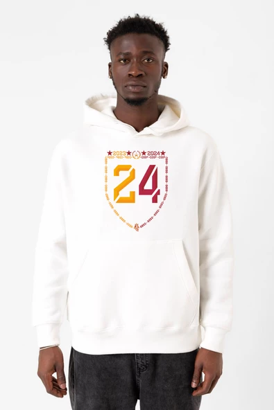 24 Şampiyonluk Beyaz Erkek 3ip Kapşonlu Sweatshirt ürün görseli