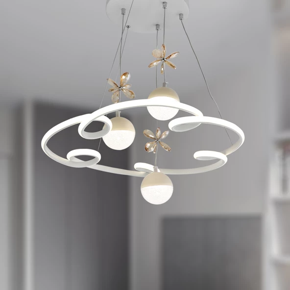 TT Aydınlatma TT322-3TPL-BY  Bulut Modeli Mat Beyaz 3 Toplu 3 Renk Modüllü Ledli Avize - Resim 3