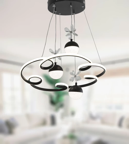 TT Aydınlatma TT322-3TPL-SY  Bulut Modeli Mat Siyah 3 Toplu 3 Renk Modüllü Ledli Avize - Resim 2