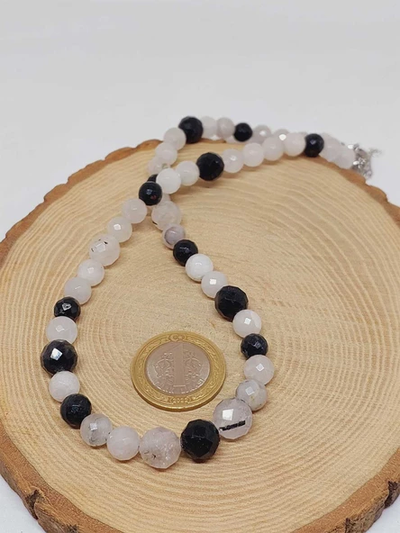 Parlayan Yıldızlar Serisi Rutil Kuvars (Beril) Taşı Tasarım Kolye - Resim 3