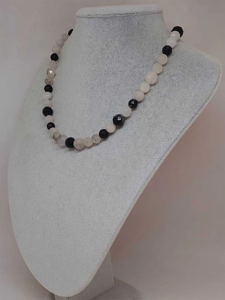 Parlayan Yıldızlar Serisi Rutil Kuvars (Beril) Taşı Tasarım Kolye - Resim 5