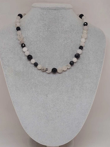 Parlayan Yıldızlar Serisi Rutil Kuvars (Beril) Taşı Tasarım Kolye - Resim 2