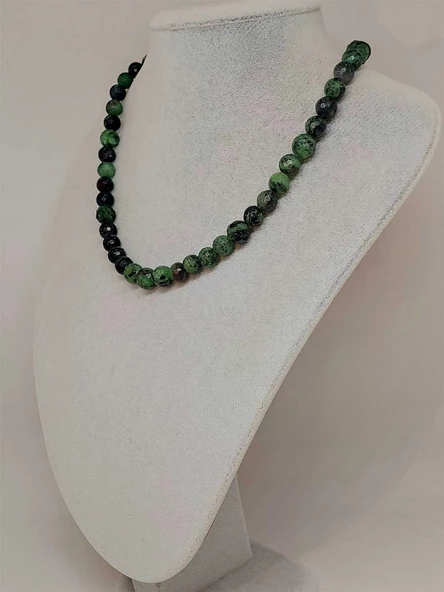 Parlayan Yıldızlar Serisi Anyolit (Rubizoit - Rubyzoisit) Taşı Tasarım Kolye - Resim 5