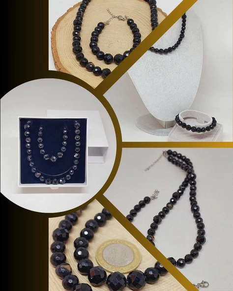 Parlayan Yıldızlar Serisi Turmalin Taşı Kolye & Bileklik Seti ürün görseli