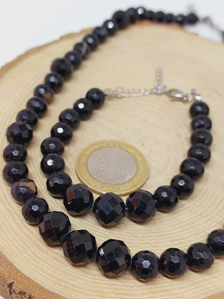 Parlayan Yıldızlar Serisi Turmalin Taşı Kolye & Bileklik Seti - Resim 4