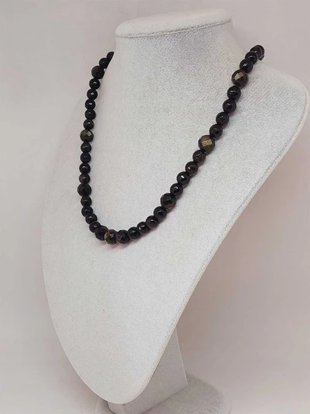 Parlayan Yıldızlar Serisi Golden Obsidyen Taşı Tasarım Kolye - Resim 5