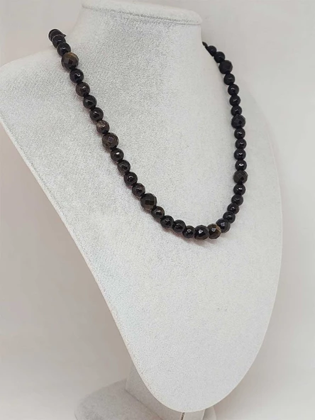 Parlayan Yıldızlar Serisi Golden Obsidyen Taşı Tasarım Kolye - Resim 4