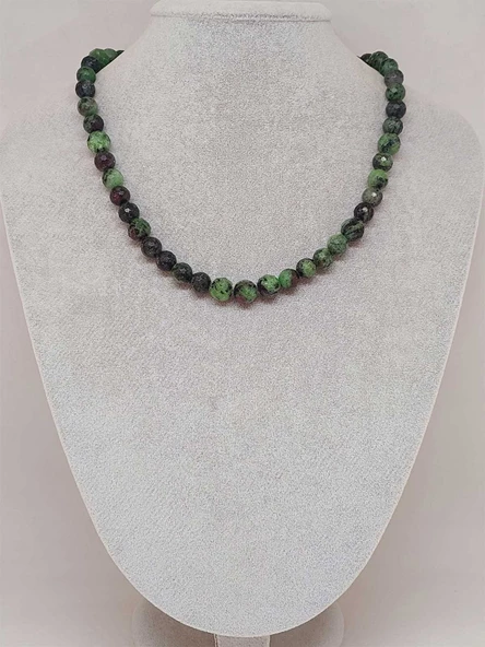 Parlayan Yıldızlar Serisi Anyolit (Rubizoit - Rubyzoisit) Taşı Tasarım Kolye - Resim 2