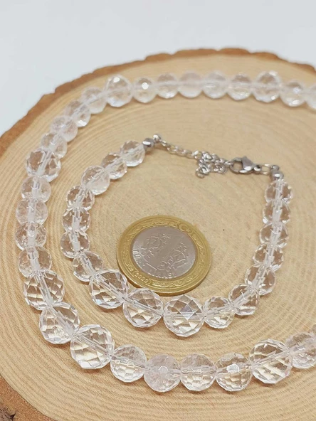 Parlayan Yıldızlar Serisi Kristal Kuvars Taşı Kolye & Bileklik Seti - Resim 4